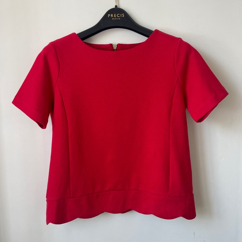 Talbots Red Ponte Short Sleeve Top